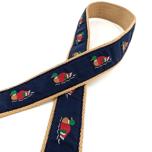 Canterbury Other - NWT Vintage Canterbury Mallard Duck Embroidered Belt Leather Brass Navy Size 38